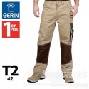 Pantalon de travail pro. Beige/marron. T2 (42)
