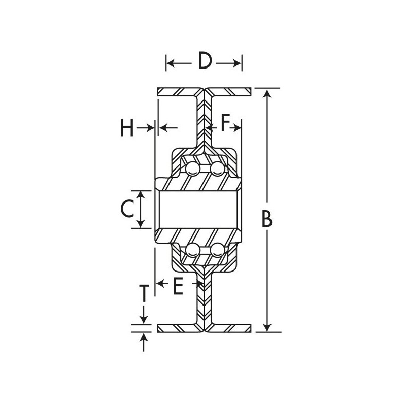 Poulie à gorge plate diam 82mm.
