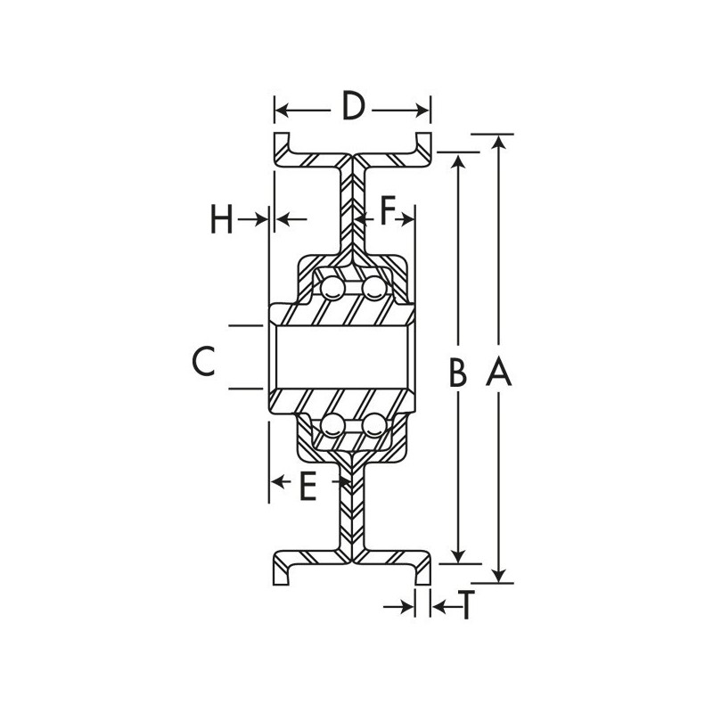 Poulie à gorge plate diam 51mm.Diam rebord 63 mm 