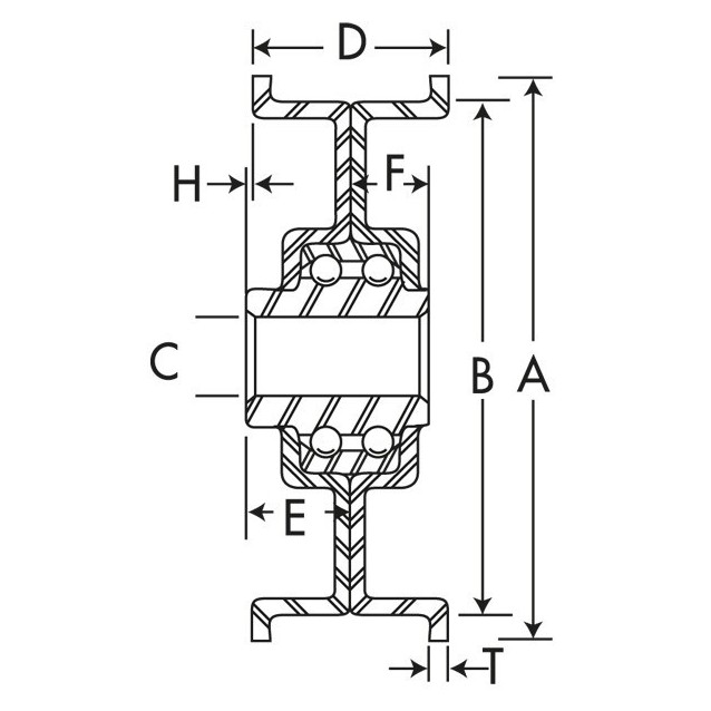 Poulie à gorge plate diam 127mm.Diam rebord 150 mm