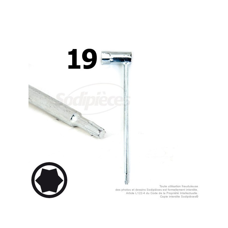 Cle à bougie 19, manche tournevis