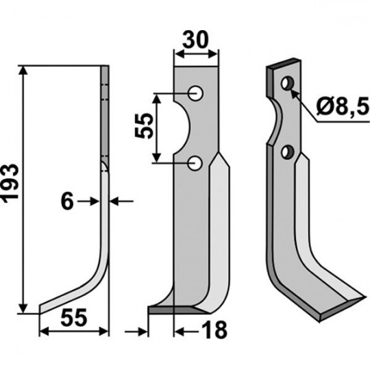 Couteau pour B.C.S (1D 1G)