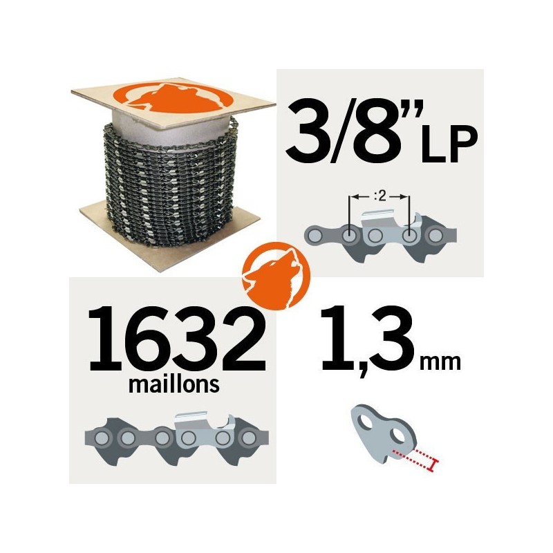 Chaîne KERWOOD 100 pieds 3/8" LP,1,3