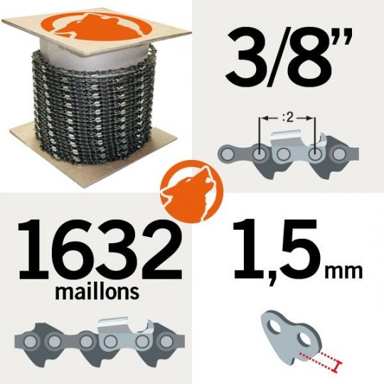 Chaîne KERWOOD 100 pieds 3/8",1,5