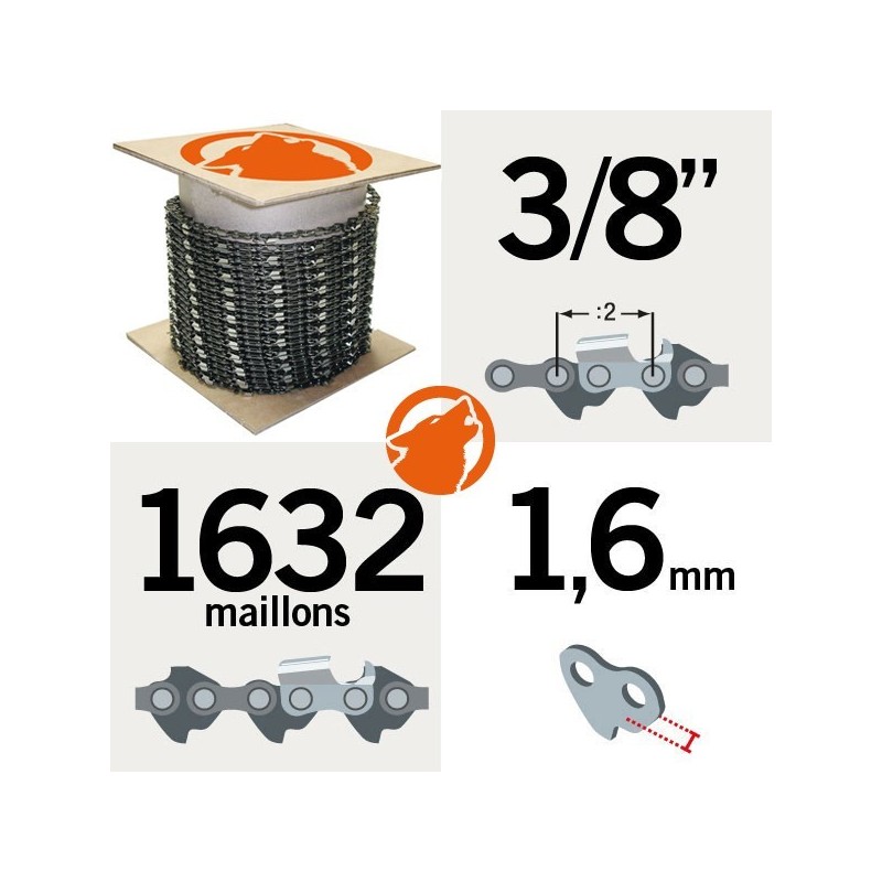 Chaîne KERWOOD 100 pieds 3/8",1,6