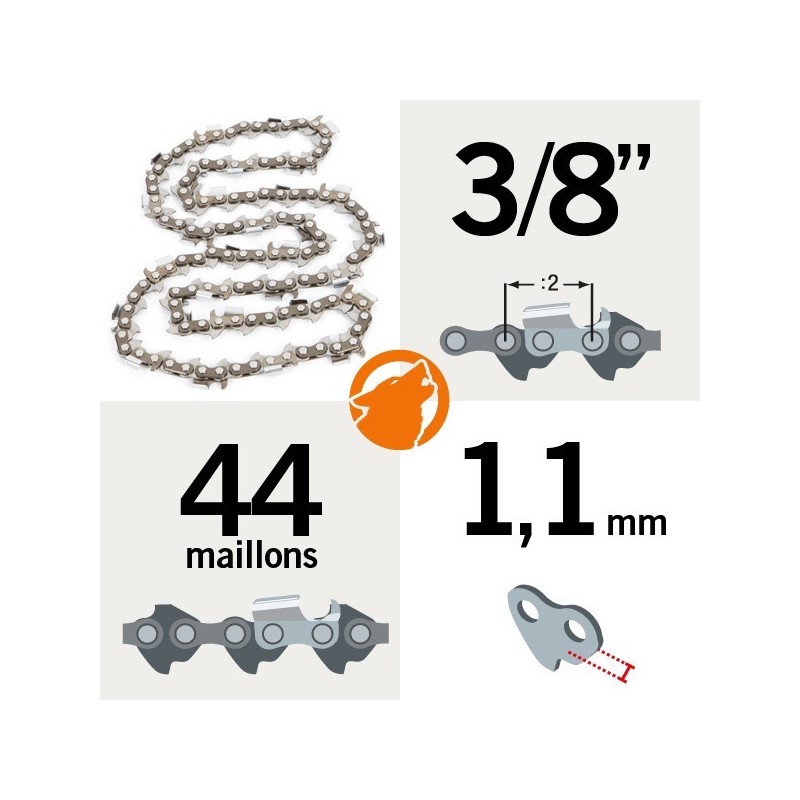 Chaîne KERWOOD 44 maillons 3/8",1,1mm