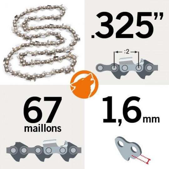 Chaîne KERWOOD 67 maillons 0.325", 1,6mm