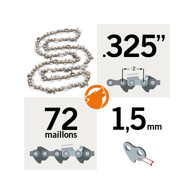 Chaîne KERWOOD 72 maillons 0.325" , 1,5mm