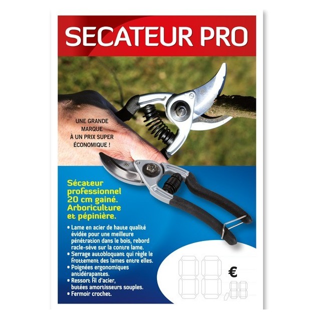 Pour tout achat de 5 sécateurs cette "PLV Prix" offerte !