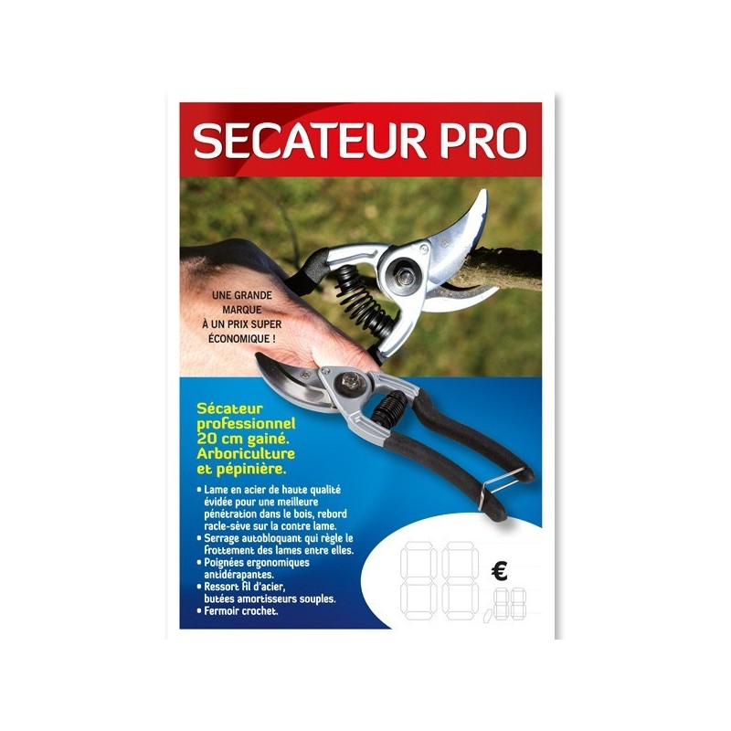 Pour tout achat de 5 sécateurs cette "PLV Prix" offerte !