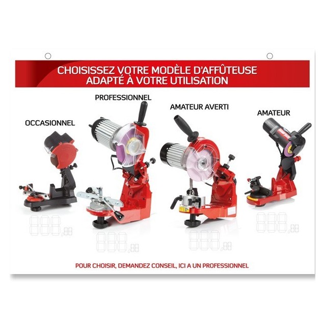 Pour tout achat de 4 affuteuses cette "PLV Prix"  offerte !