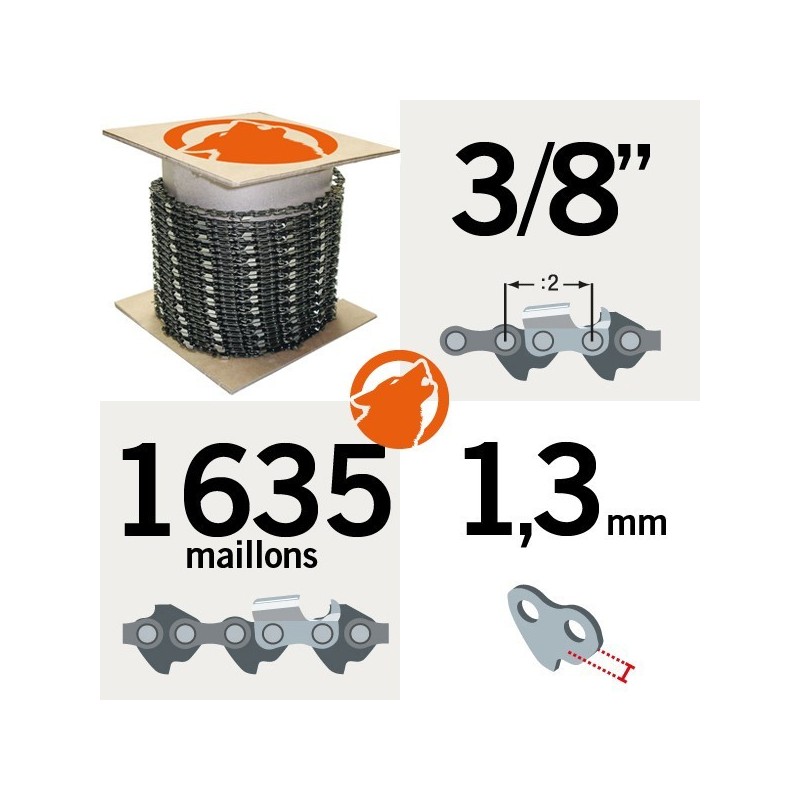 Chaîne KERWOOD 100 pieds 3/8", 1,3mm