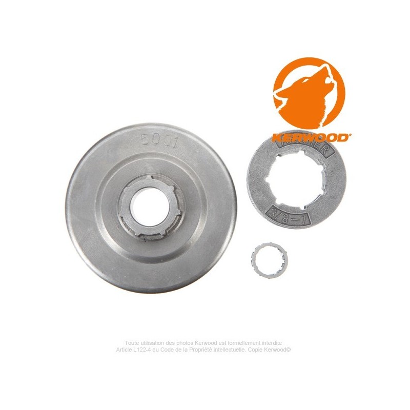 Pignon tronçonneuse à bague 3/8"LP. 6 dents. Alpina