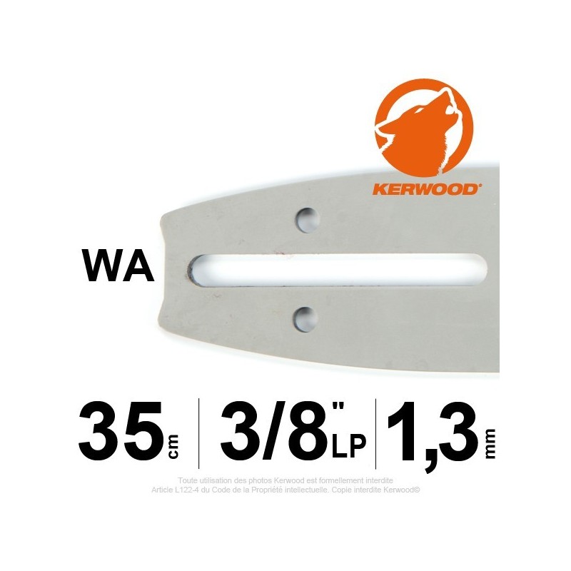 Guide KERWOOD. 35cm 3/8" LP. 1.3 mm. 14B2KCWA