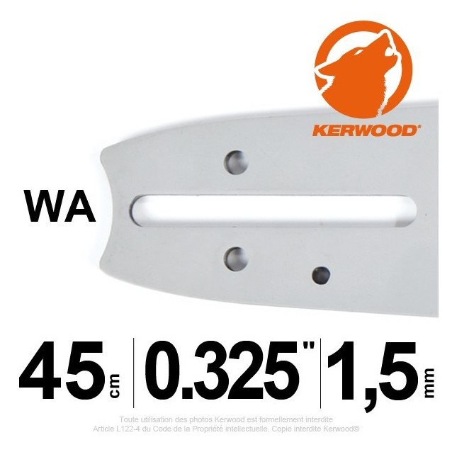 Guide Kerwood. 45 cm, 0,325". 1,5 mm. 18C3KLWA