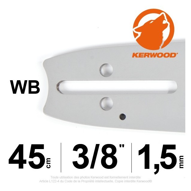 Guide Kerwood. 45 cm, 3/8". 1,5 mm. 18A3KLWB