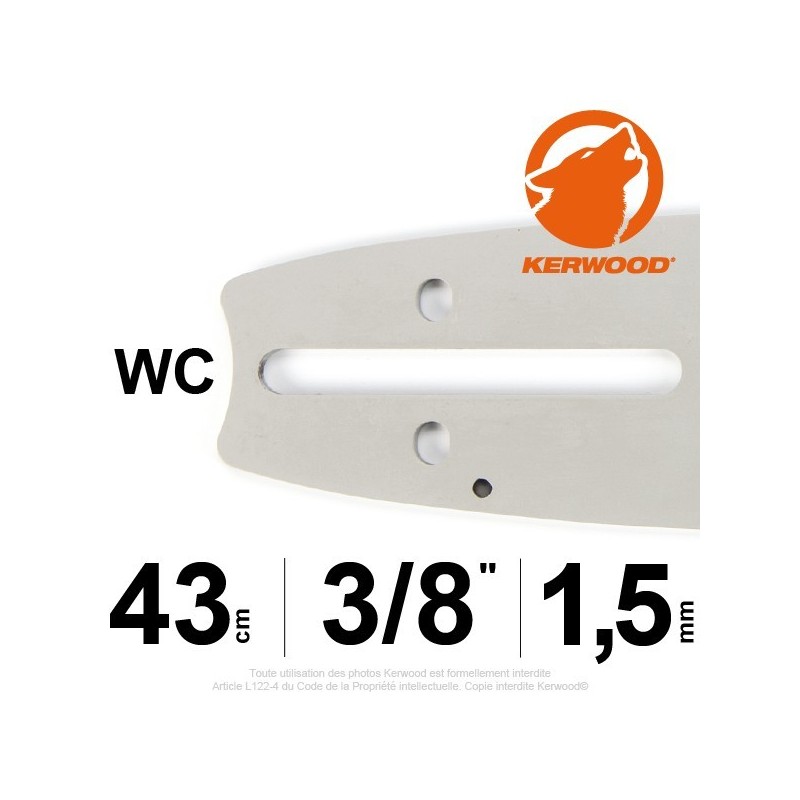 Guide KERWOOD 43cm 3/8". 1.5 mm. 17A3KSWC