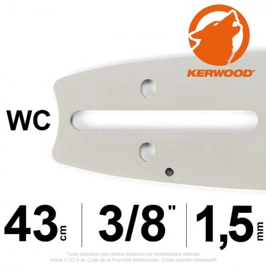 Guide KERWOOD 43cm 3/8". 1.5 mm. 17A3KSWC