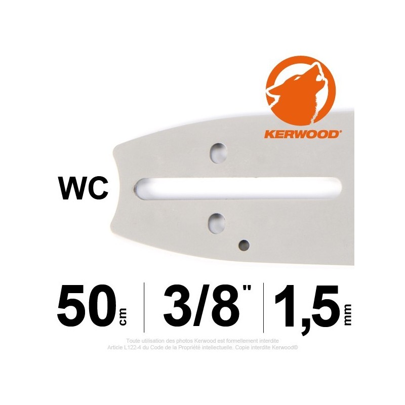 Guide KERWOOD. 50cm 3/8". 1.5 mm. 20A3KSWC