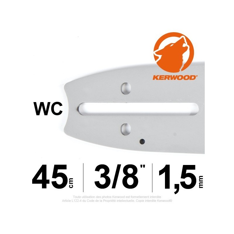 Guide tronçonneuse Kerwood. 45 cm. 3/8. 1,5 mm. 18A3KLWC