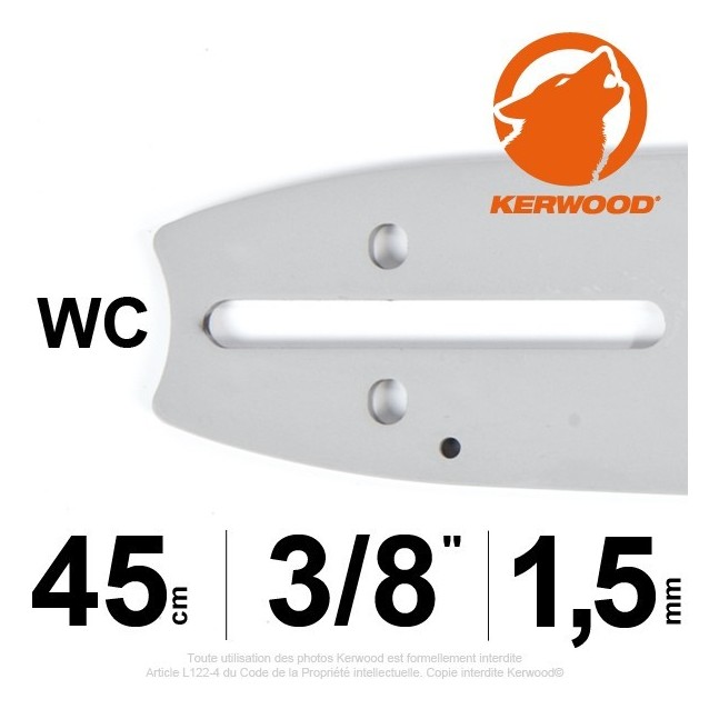 Guide Kerwood. 45 cm, 3/8". 1,5 mm. 18A3KLWC Guide Kerwood. 45 cm, 3/8". 1,5 mm. 18A3KLWC