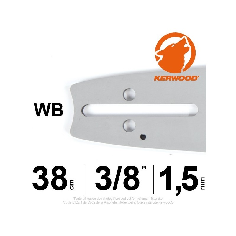 Guide Kerwood. 38 cm, 3/8". 1,5 mm. 15A3KSWB