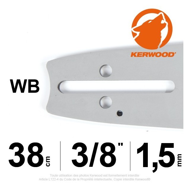 Guide Kerwood. 38 cm, 3/8". 1,5 mm. 15A3KSWB