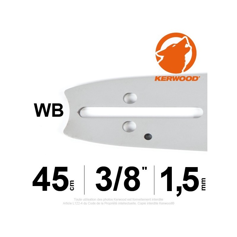 Guide Kerwood. 45 cm, 3/8". 1,5 mm. 18A3KSWB