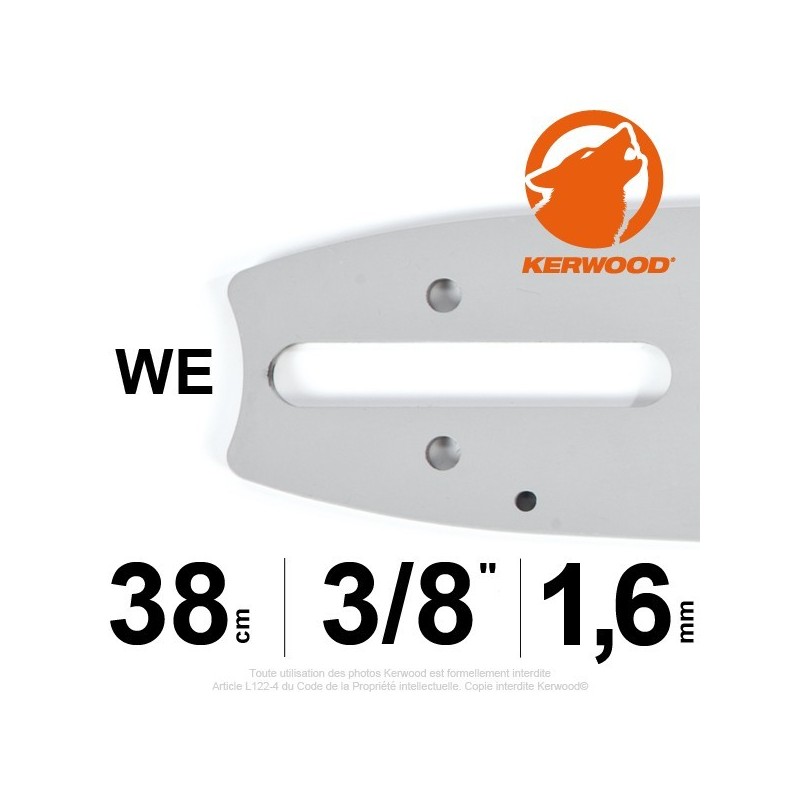Guide Kerwood. 38 cm, 3/8". 1,6 mm. 15A4KLWE