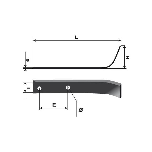 Outils de fraises type bineur large universel . L : 190 mm