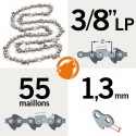 Chaîne tronçonneuse KERWOOD 55 maillons, 3/8" ,1,3mm, modèle semi carrée