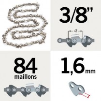 Chaîne tronçonneuse KERWOOD 84 maillons 3/8", 1,6mm