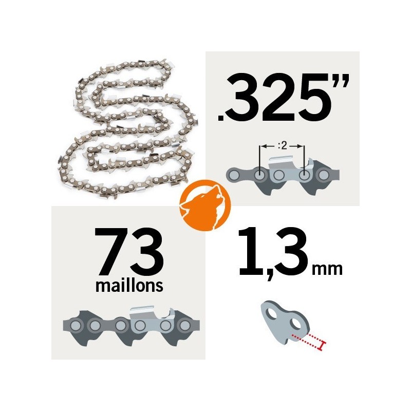 Chaîne tronçonneuse KERWOOD 73 maillons 0,325", 1,3mm