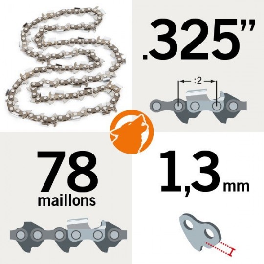 Chaîne tronçonneuse KERWOOD 76 maillons 0,321", 1,3mm