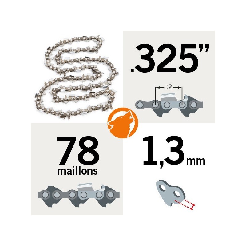 Chaîne tronçonneuse KERWOOD 76 maillons 0,321", 1,3mm