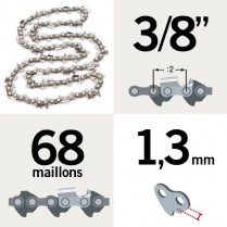 Chaîne tronçonneuse KERWOOD 68 maillons 3/8, 1,3mm