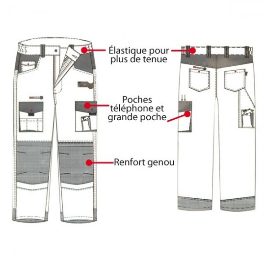 Pantalon tissu léger Gris / Noir