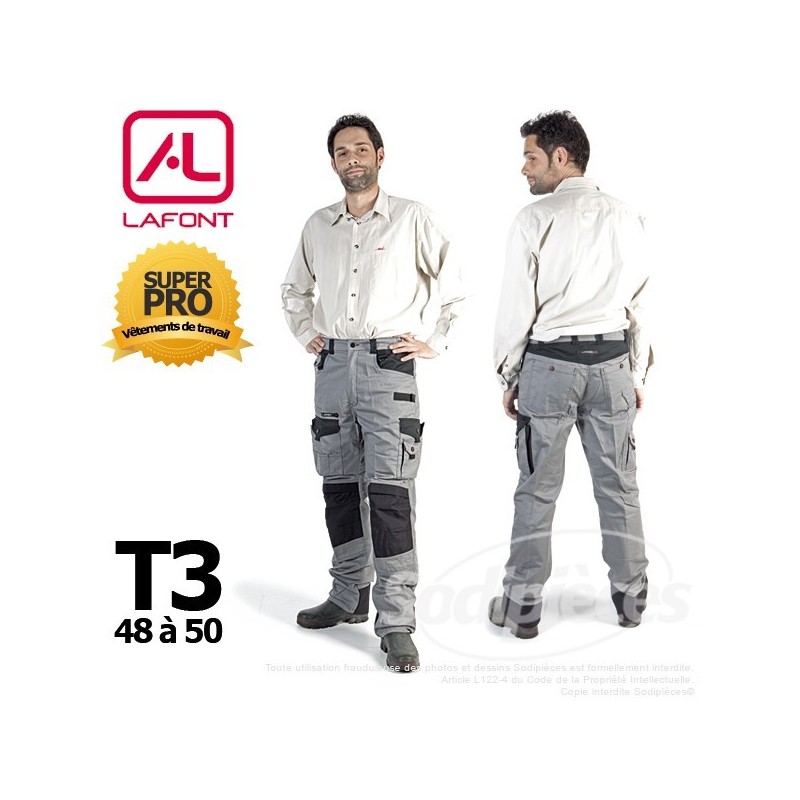 Pantalon de travail Lafont Gris / Noir T3 (48/50)