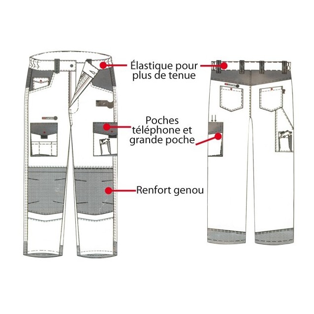 Pantalon tissu léger Gris / Noir taille 6
