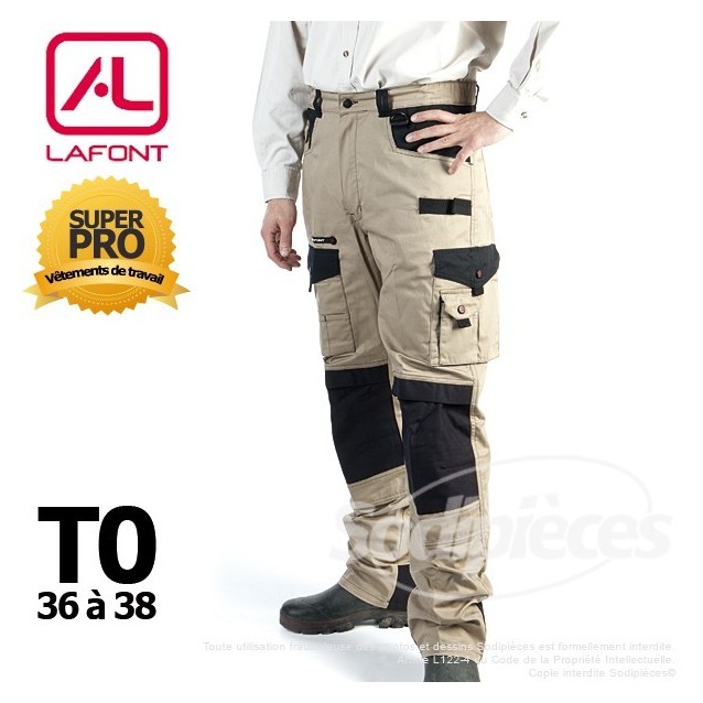 Pantalon tissu léger Beige / Noir taille 0