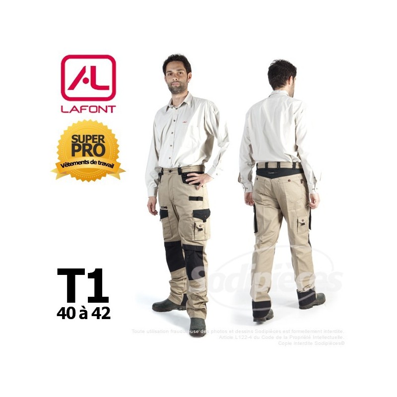 Pantalon tissu léger Beige / Noir taille 1