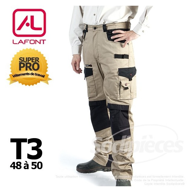 Pantalon tissu léger Beige / Noir taille 3
