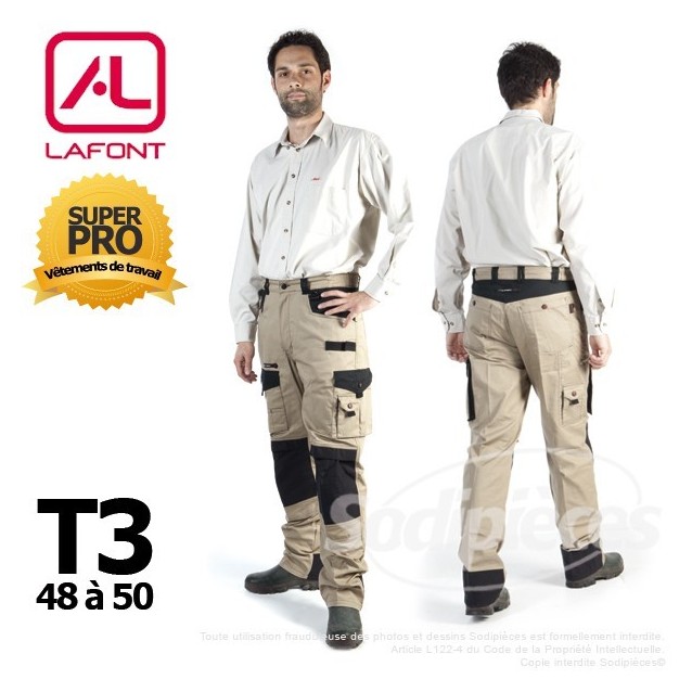 Pantalon tissu léger Beige / Noir taille 3