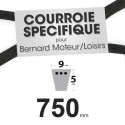 Courroie tondeuse Spécifique Bernard Moteur 408018. 9 mm x 750 mm.