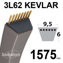 Courroie 3L62 Kevlar Trapézoïdale. 9,5 mm x 1575 mm.