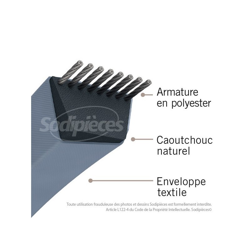 Courroie Z33 Trapézoïdale. 10 mm x 876 mm.
