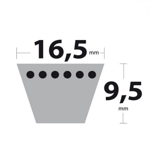 Courroie LB44 Mitsuboshi. 16,5 mm x 1130 mm.