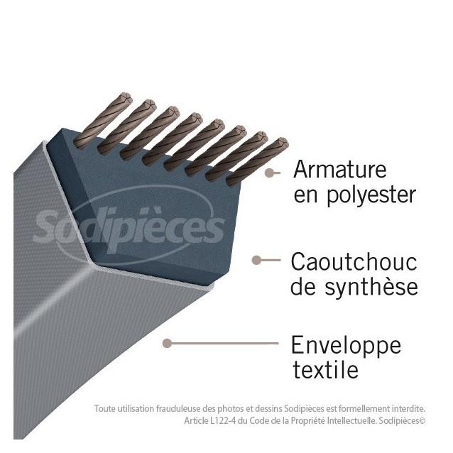 Courroie LB44 Mitsuboshi. 16,5 mm x 1130 mm.