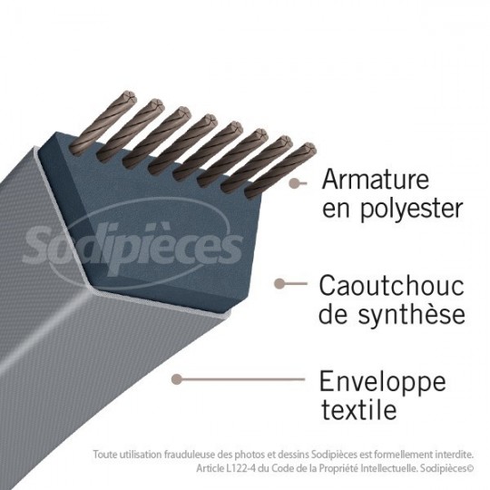 Courroie LB44 Mitsuboshi. 16,5 mm x 1130 mm.