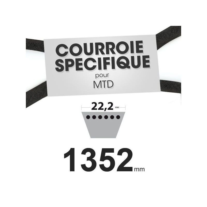 Courroie spécifique MTD 7540358. 22,2 mm x 1352 mm.